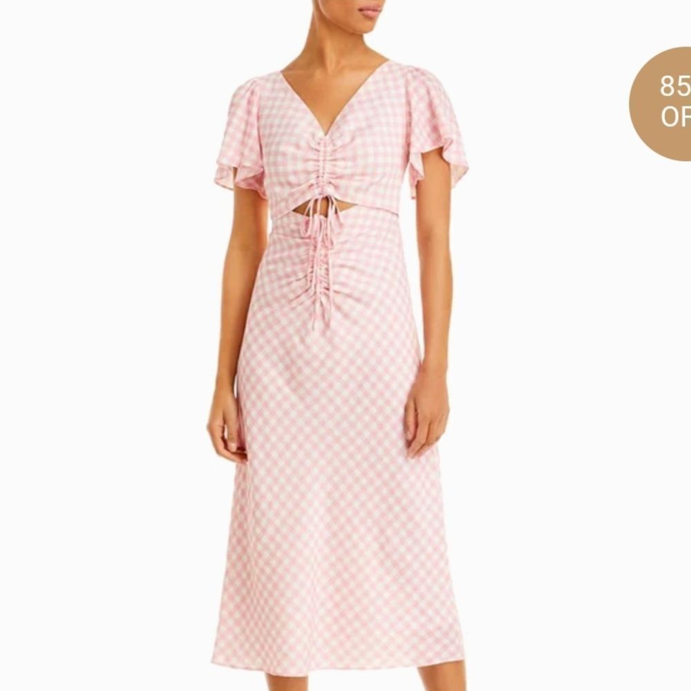 NWT Lucy Paris Cutout Flutter Sleeve Gingham Dress